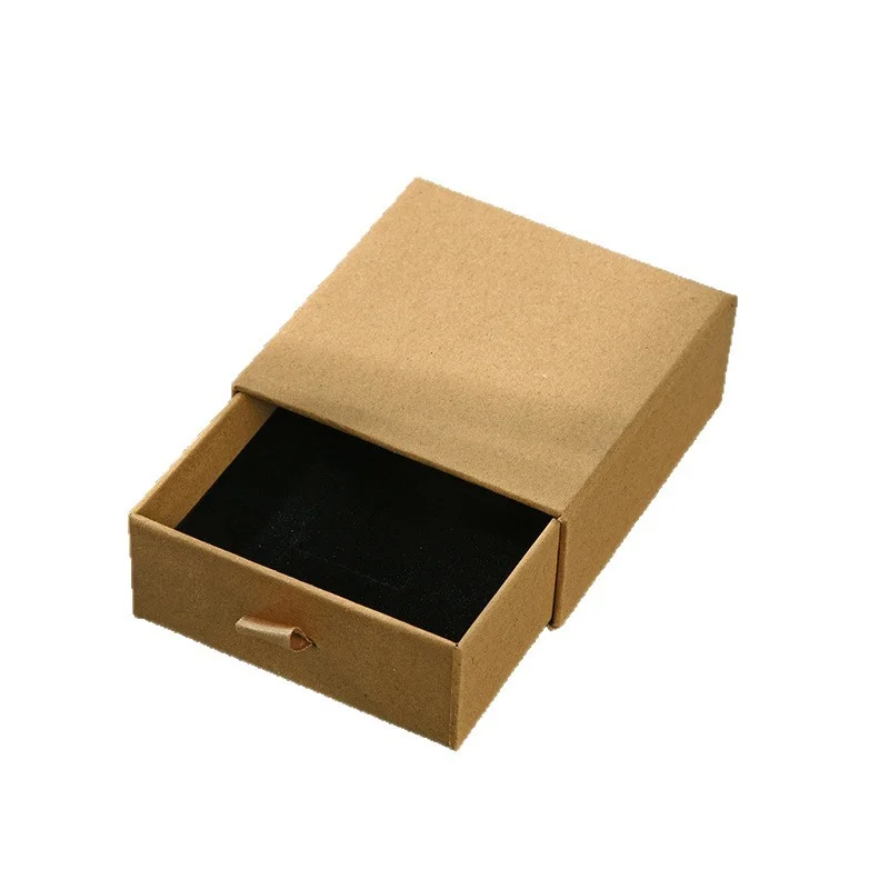Kraft Black Drawer Packaging Box Jewelry by PacksFactory