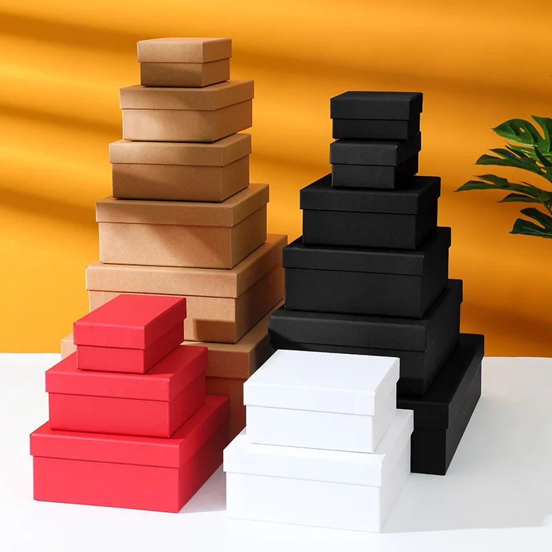 Kraft Black White Red Lid And Base by PacksFactory
