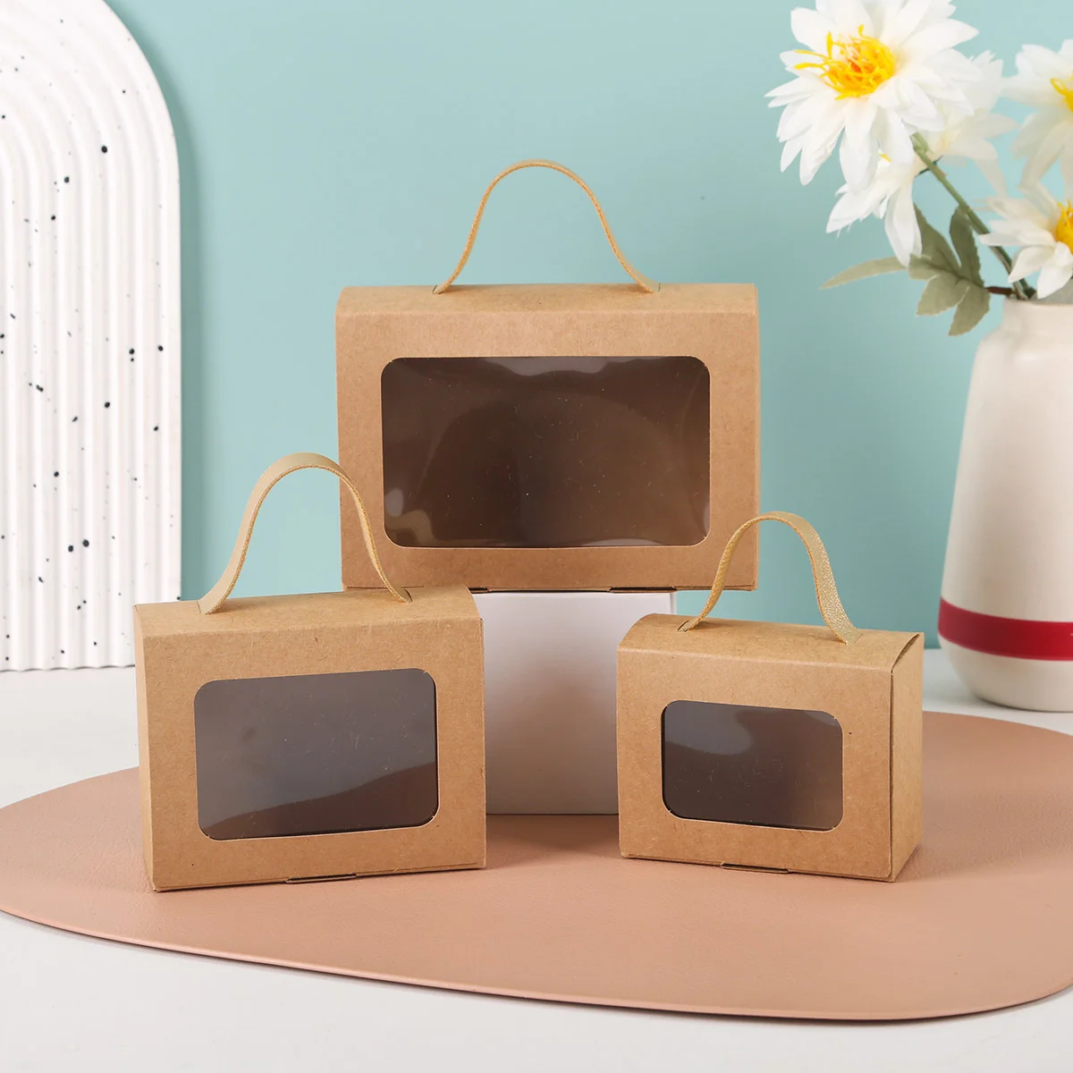 Kraft White Cardboard Window Clear Window Box by PacksFactory