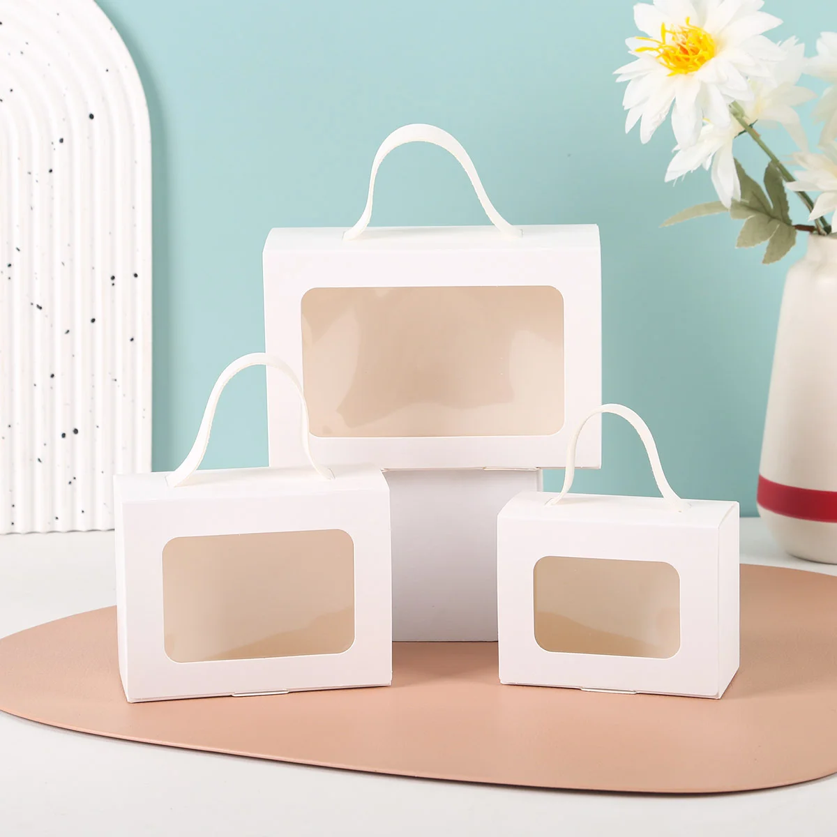Kraft White Cardboard Window Clear Window Box by PacksFactory