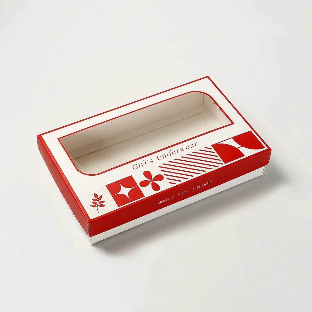 White Cardboard Window Packaging Box Socks by PacksFactory